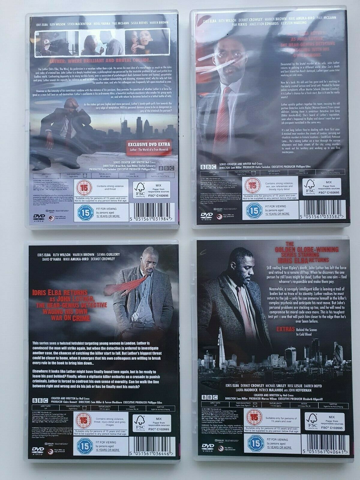 5051561040658 Luther: Series 1 - 4 DVD (2016) Idris Elba cert 15 7 discs EN BOX SET VERY GOOD