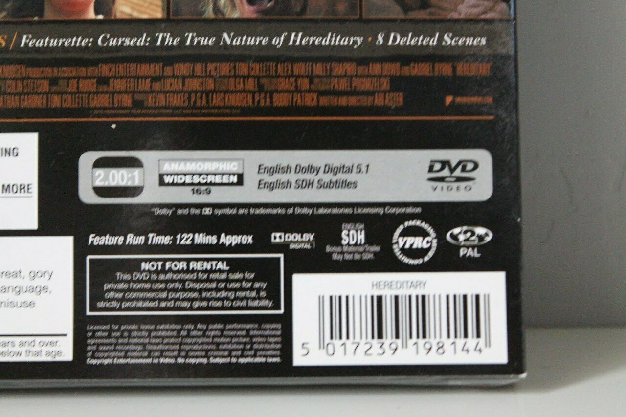 5017239198144 Hereditary DVD 2018 Toni Collette, Aster Horror SLIP COVER NEW SEALED