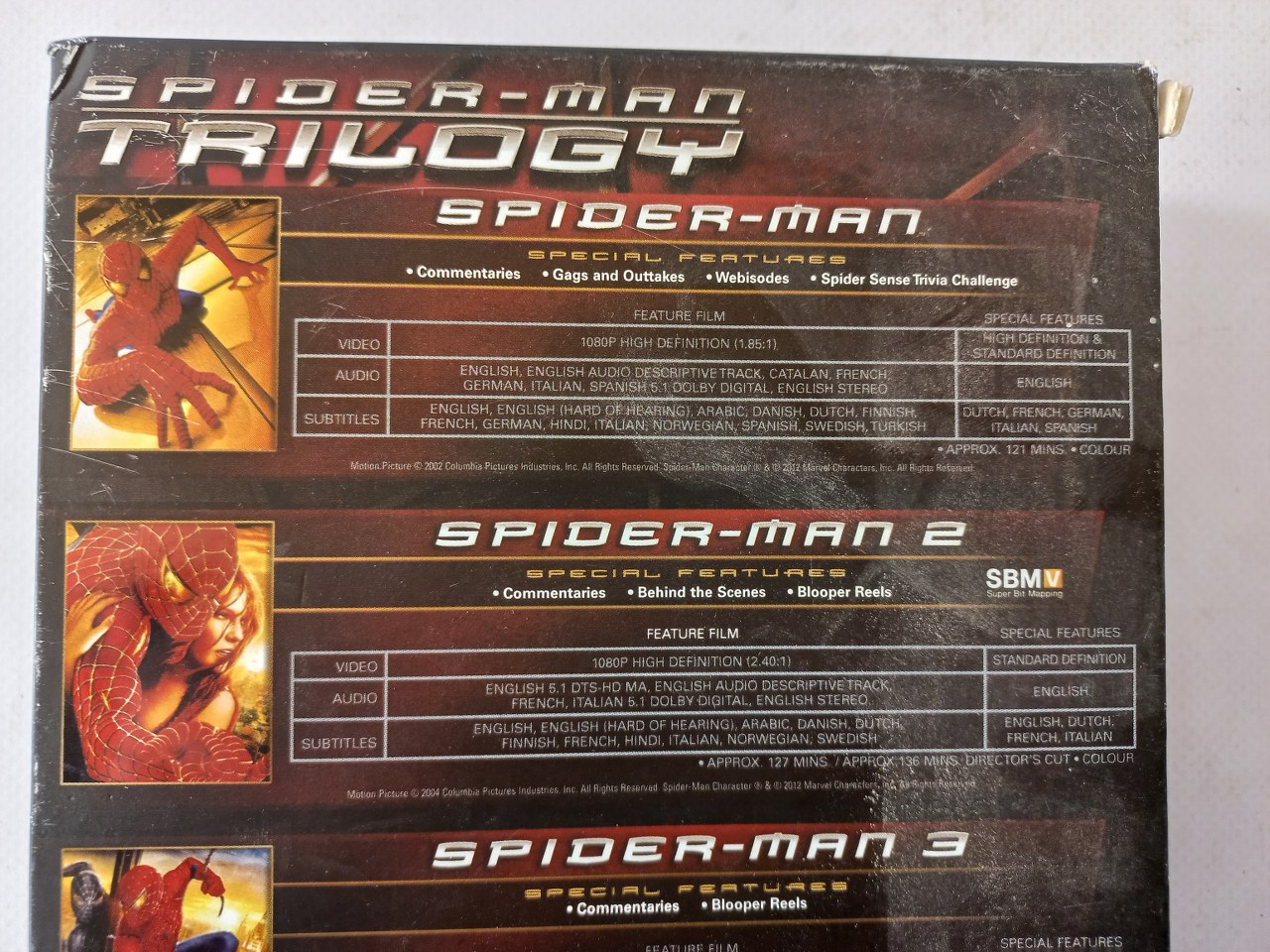 5051124650089 Spider-Man Trilogy Blu-Ray ENGLISH 2012