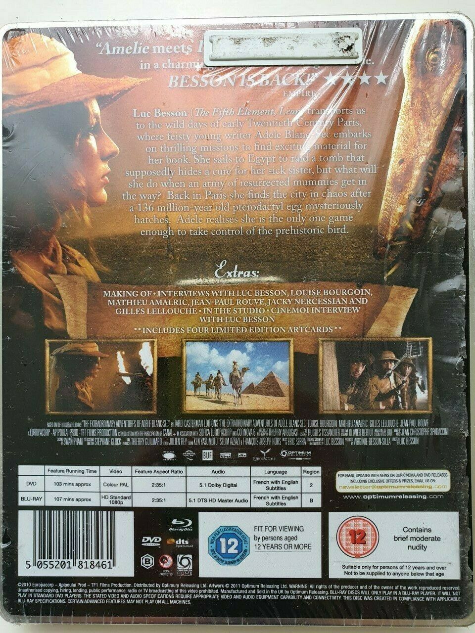 5055201818461 The Extraordinary Adventures of Adele Blanc-Sec DVD 2011 STEELBOOK NEW SEALED