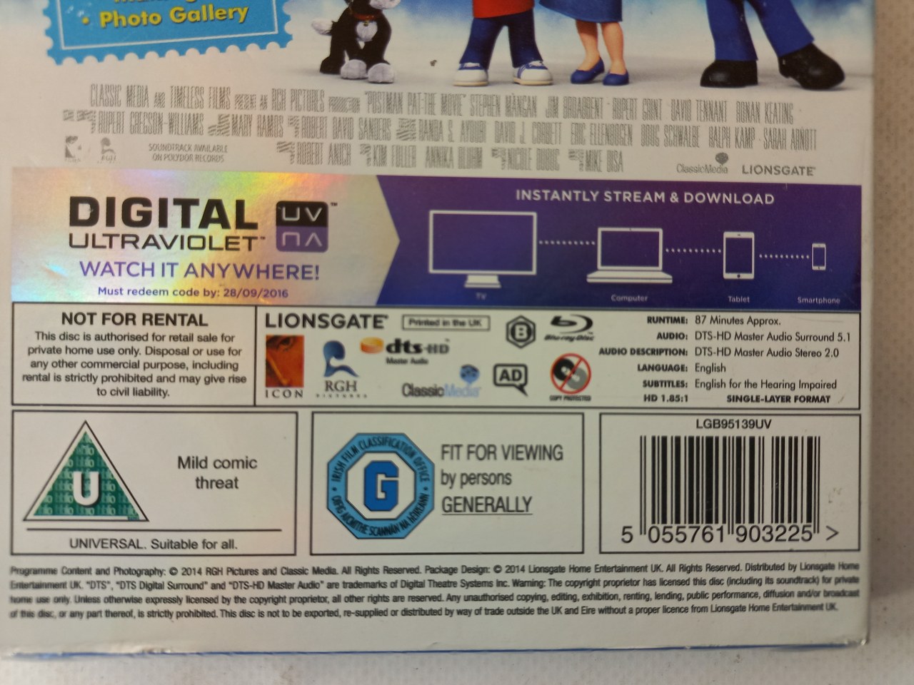 5055761903225 Postman Pat - The Movie Blu-ray ENGLISH 2014