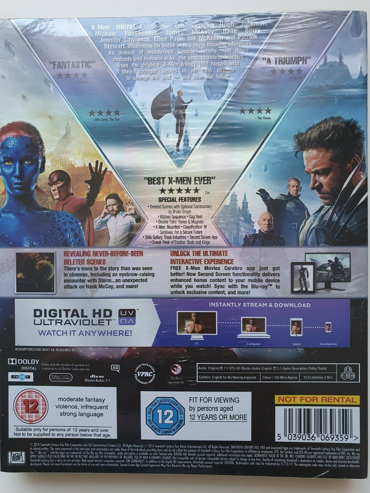 5039036069359 X-Men Days of Future Past Blu-ray + UV Digibook With Slipcase 2014