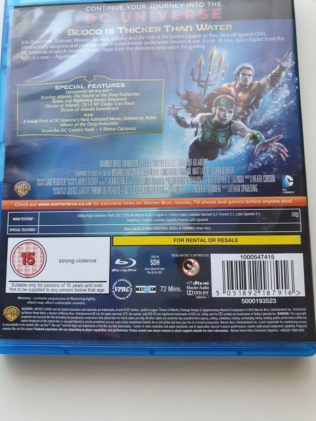 5051892187916 Justice League: Throne of Atlantis Blu-Ray (2015) Ethan Spaulding NEW SEALED