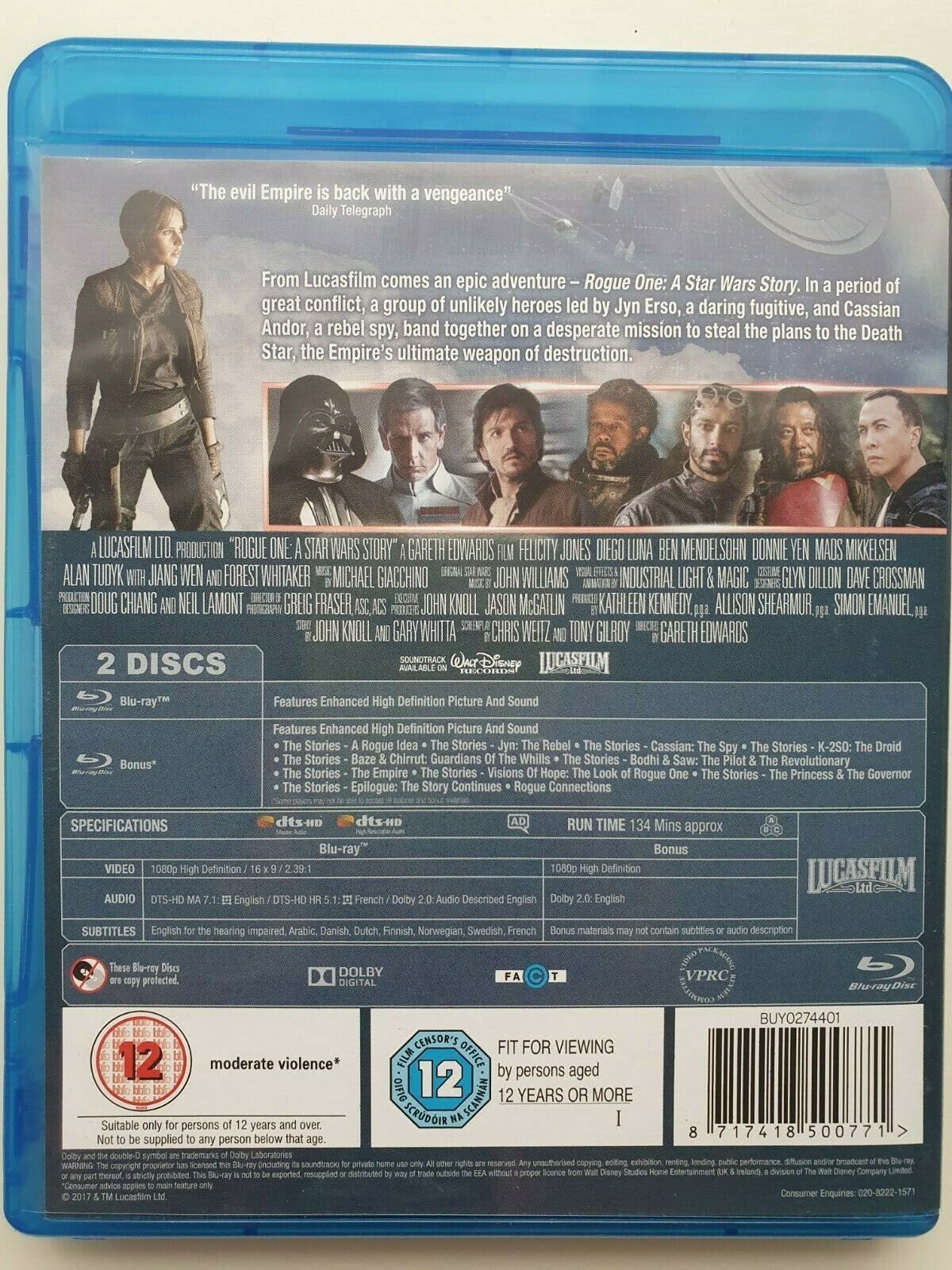 8717418500771 Rogue One: A Star Wars Story Blu-ray 2017