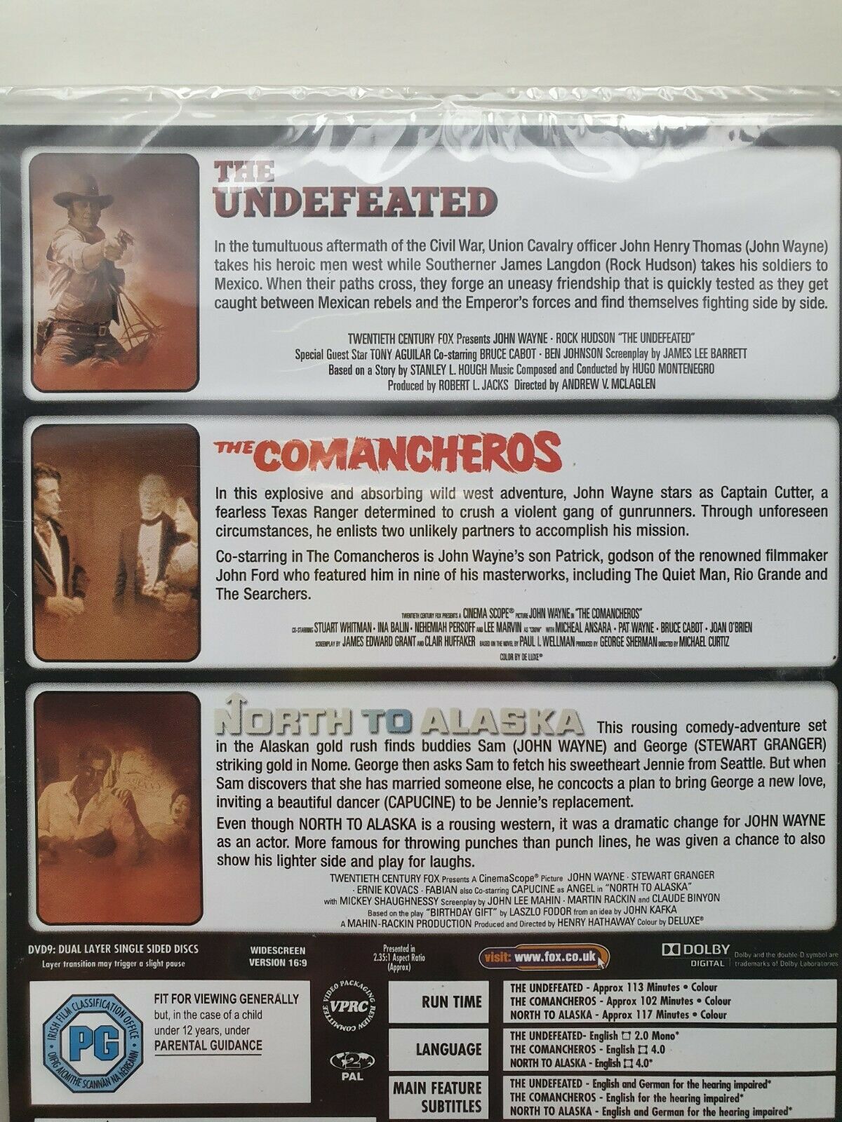 5039036041591 The Undefeated & The Comancheros & North To Alaska DVD 2009 NEW SEALED