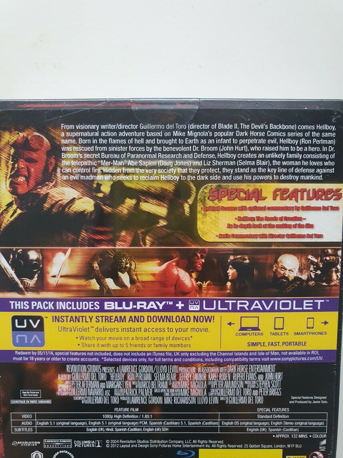 5051124485681 Hellboy Blu - ray + UV 2012 Perlman / Blair English Spanish STEELBOOK NEW SEALED