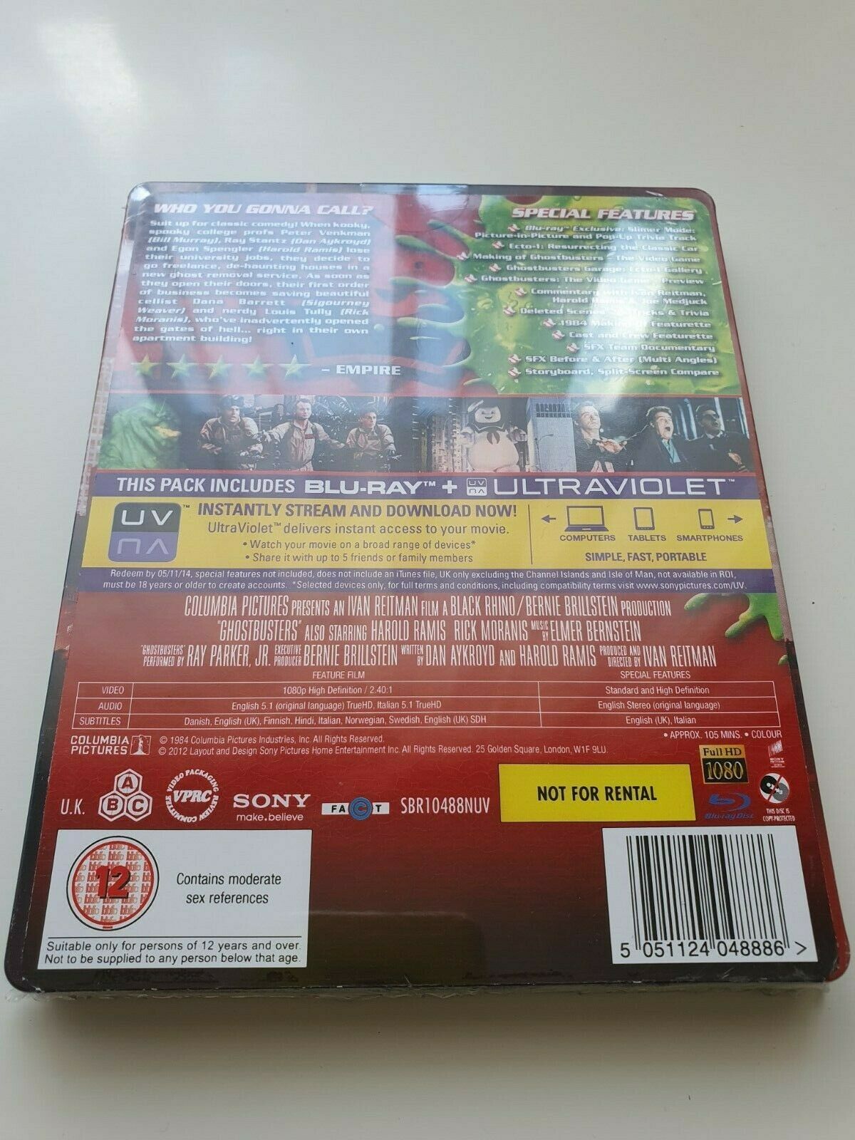 5051124048886 Ghostbusters (Original 1984) Blu-Ray + UV 2012  STEELBOOK NEW SEALED