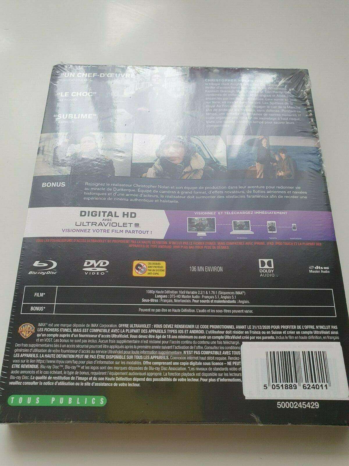 5051889624011 Dunkerque Blu - ray + DVD + Digital HD FR EN Ed. Speciale NEUF SOUS BLISTER