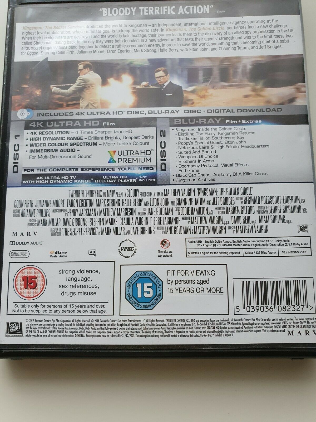 5039036082327 Kingsman Part 2 II The Golden Circle 4K UHD Ultra HD Blu-ray 2018
