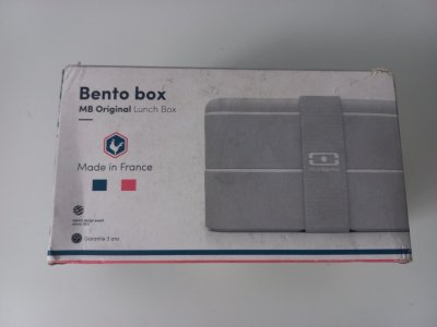 monbento - MB Original szary Coton bento Box Made in France - hermetyczne pudełko na lunch 2 poziomy - idealne do pracy/szkoły - wolne od BPA - trwałe i bezpieczne