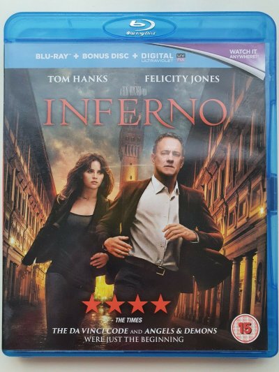 Inferno Blu-ray + bonus + Digital UV 2017 T. Hanks, F. Jones, B. Foster 2017