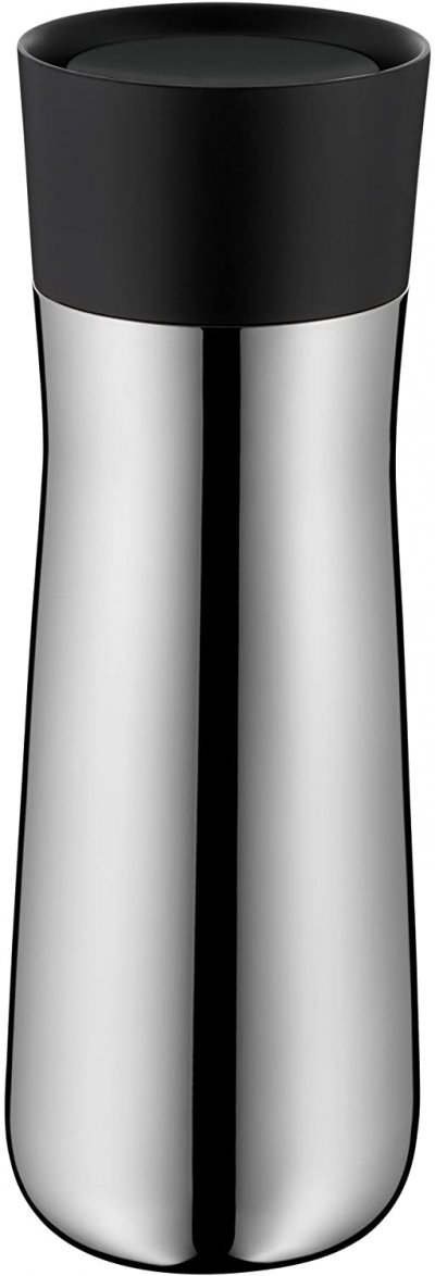 WMF Impulse kubek termiczny 350 ml, z automatycznym zamknięciem, otwór 360°, utrzymuje temperaturę napojów 8h / 12h zimne, srebrny