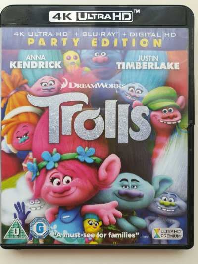 Trolls 4K UHD + Blu-ray + Digital HD 2017 Mike Mitchell cert U 2 discs VERY GOOD