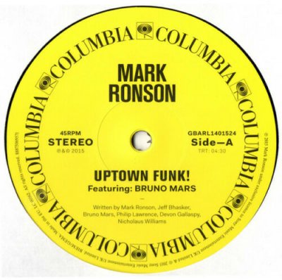 Mark Ronson feat. Bruno Mars - Uptown Funk! 2015 Single Vinyl Record