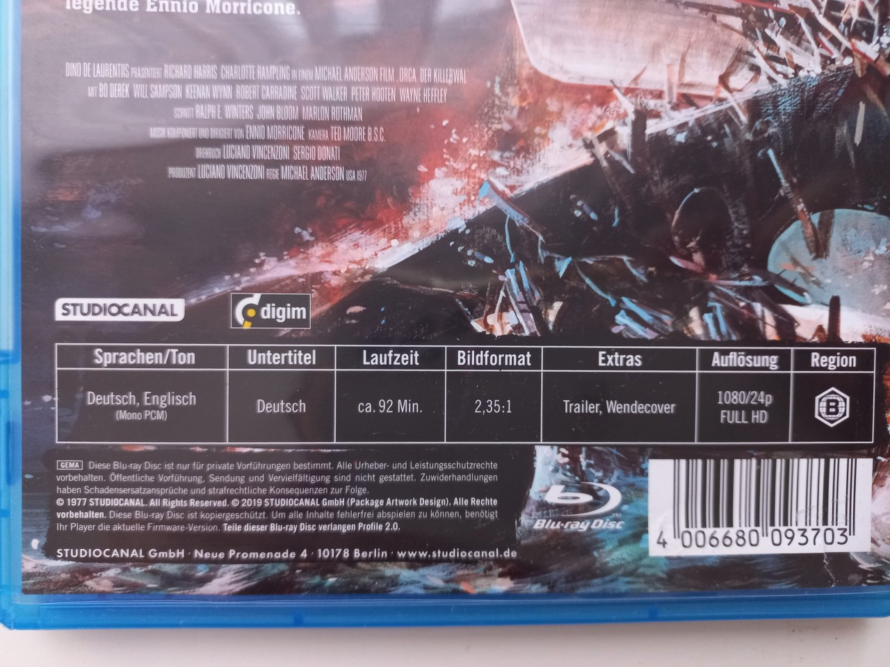 4006680093703 Orca - The Killer Whale Blu-ray 2019