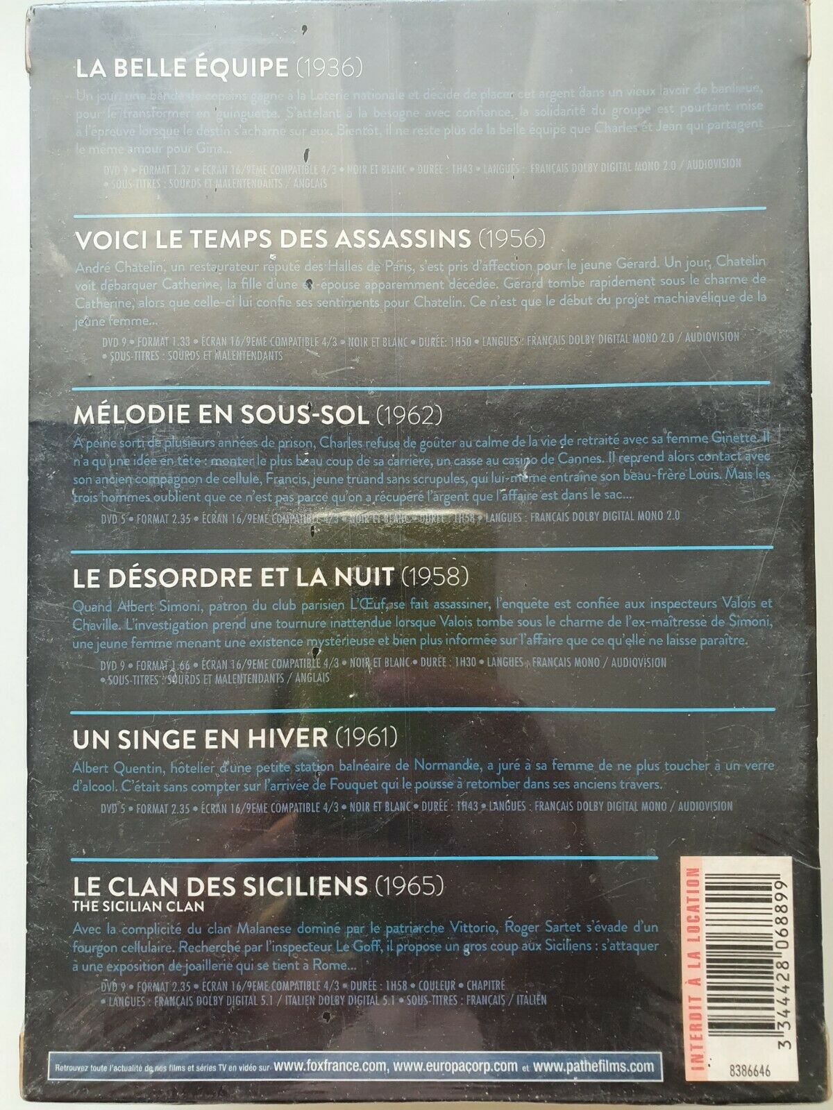 3607483250310 Jean Gabin Coffret 6 Films DVD 2017 Francais NEUF SOUS BLISTER
