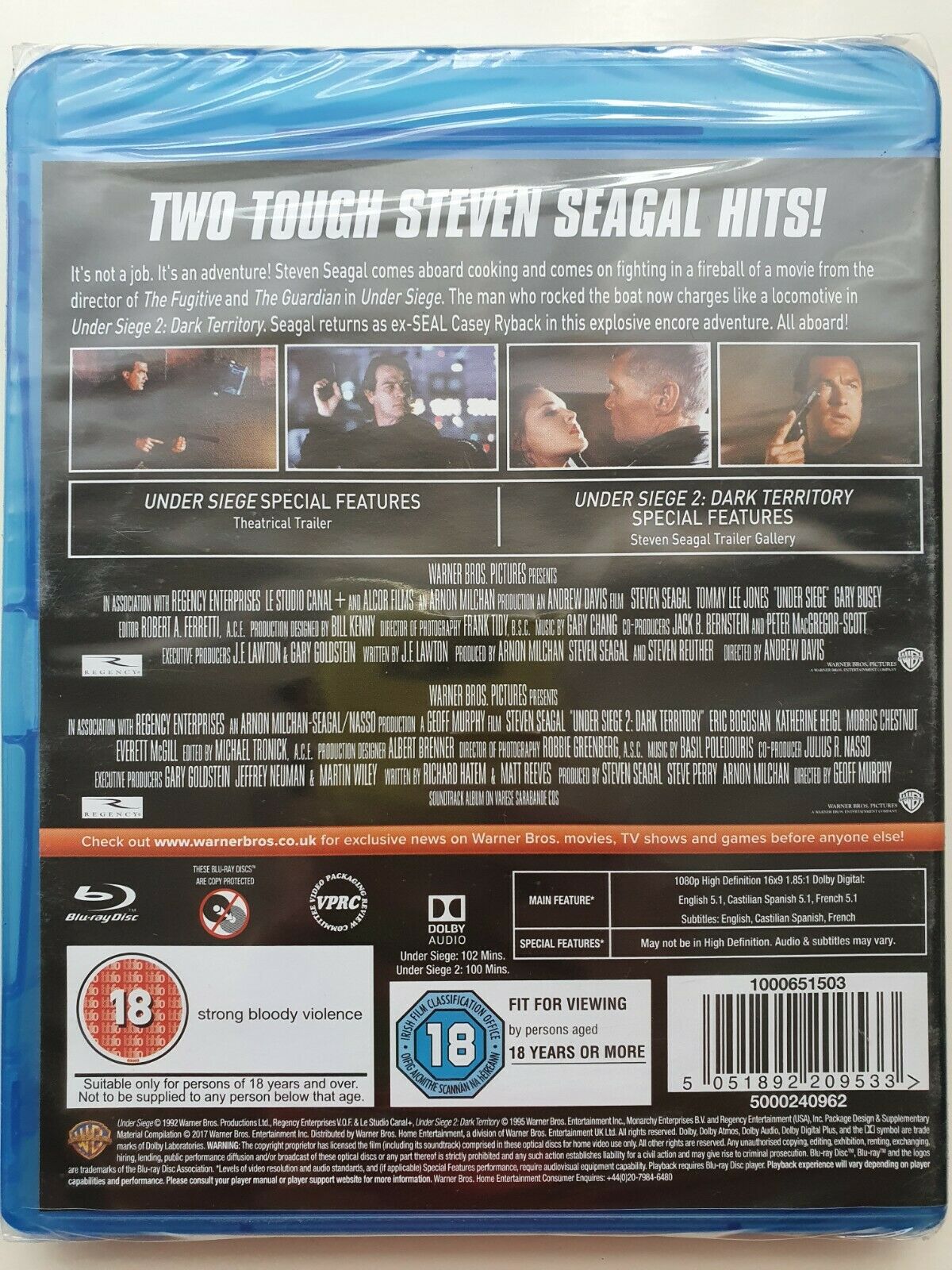 5051892209533 Under Siege/Under Siege 2 - Dark Territory Blu-ray 2017